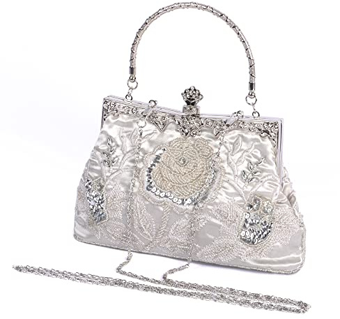 Beaface Women's Clutch Bags, Floral Beaded Clutches for Women, Wedding Evening Clutch Bag Embroidery Clutch Handbags for Women