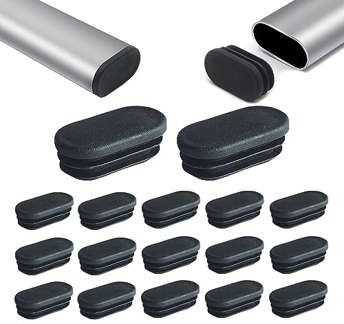 Zaky Tisch Stuhlbein Füße Kunststoff Oval Rohr Rohr Einsatz Schwarz Oval Abdeckkappe für Metallrohre, Zäune, Gleitschutz von Stuhlbeinen, Möbel und Böden(50 x 20 mm - 30 pcs)