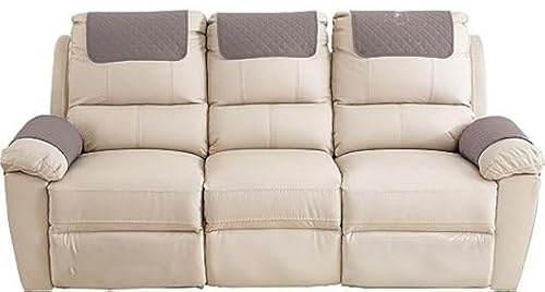Baitang Armrest and Headrest Cover for Sofa, Recliner Chair, Leather Couch - Nonslip Waterproof Protector (Dark Gray, 3-Seater)