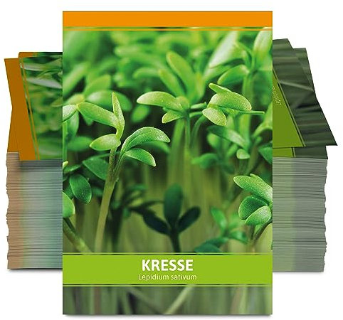 FLORTUS Kressesamen für Gastgeschenke (100 Stück) | Kleine Geschenktüten Sprossen Samen für Kresse als Dankeschön Geschenke & Werbegeschenke | Kräutersamen für Microgreens