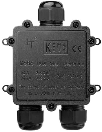 IP68 Waterproof Junction Box 3-Way Line M25 Outdoor Cable Connectors Wire External Sleeve Protection Box for 4-8mm or 8-12mm or 10-14mm Cable