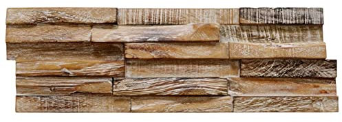 Homgoday Teakholz Wandpaneele Dekoration 56x18x2 cm, rustikal, 1,01 m² - Wandverkleidung für Wohnzimmer Model326177