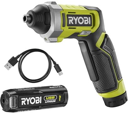 RYOBI 4 V USB-LITHIUM Akku-Schrauber RSD4-120T, max. Drehmoment 5 Nm, inkl. 1 x 4 V 2,0 Ah Akku und USB-C Ladekabel