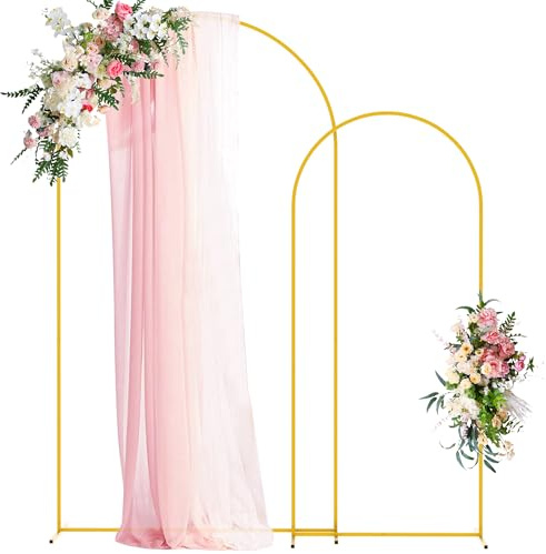 Wokceer Hochzeitsbogenständer, 2 m, goldfarben, Metall, Hintergrundständer, 2 Stück, für Geburtstagsparty, Hochzeitszeremonie, Babyparty, Abschlussfeier, Dekoration
