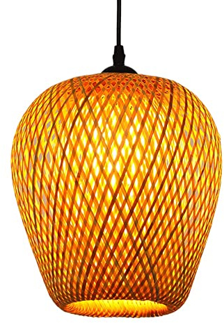 JMEDIC Lampada A Sospensione Intrecciata Fatta A Mano, Lampade A Soffitto in bambù Artistico Boho Basket, Lampadario con Base E27, Paralume A Sospensione in Rattan Country, per Veranda Sala da Pranzo