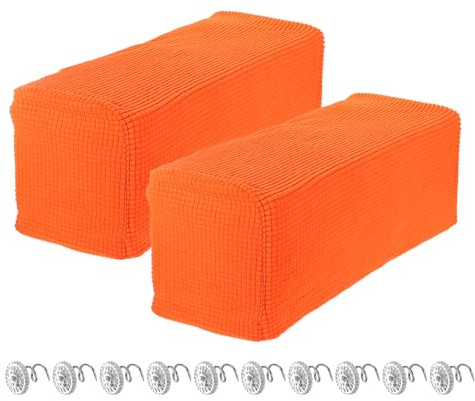 sourcing map 2 fundas elásticas para reposabrazos para sillas/sofás, fundas para reposabrazos de sofá con pasador giratorio, fundas protectoras de muebles, color naranja