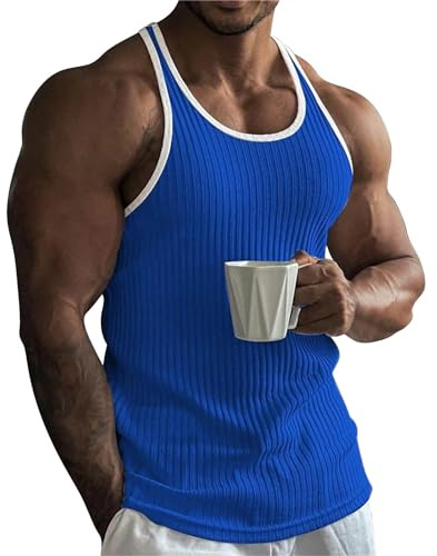 MJGkhiy Canotta Uomo Palestra Bodybuilding Aderente Canottiera Intimo Muscolare Maglia Senza Maniche Maglietta Elasticizzato Allenarsi Gilet Abbigliamento Uomo Estivo Gym Smanicato