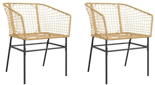 vidaXL Sillones de Jardín 2 Unidades Ratán Sintético Marrón, Asientos de Jardín, Asientos al Aire Libre, Silla de Exterior