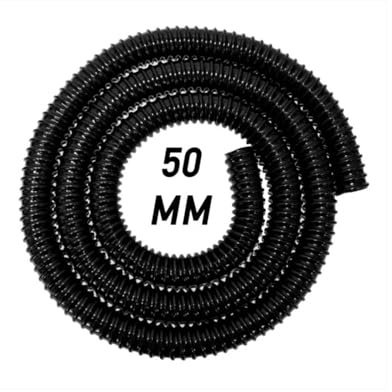 Generic 5m Black Corrugated Pipe - 50mm Diameter, 2 Wall Thickness, Double Wire Hose Clamps, 1 Pack