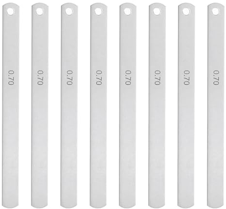 sourcing map Spessimetro a 8 lame in acciaio metrico, spessore 0,7 mm, valvole offset, strumento di misurazione per chitarra, per misurare lo spessore della larghezza del divario