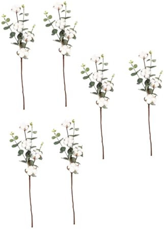 ULDIGI 6stücke Kunstpflanzen Realistische Eucalyptus Und Baumwollblüten Für Hochzeits Und Wohnungsdeko Für Innen Und Außeneinsatz Langlebiges Material Für Stilvolle Arrangements