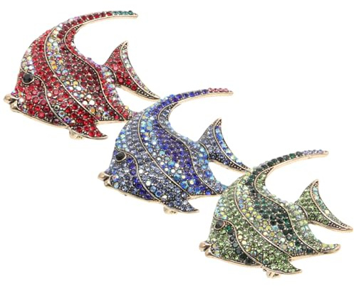 SOIMISS Lot de 3 Broches Créatives en Alliage de Poisson Tropical avec Cristaux pour Femme, Décoration Originale pour Vestes et Paquet, Design Coloré et Élégant
