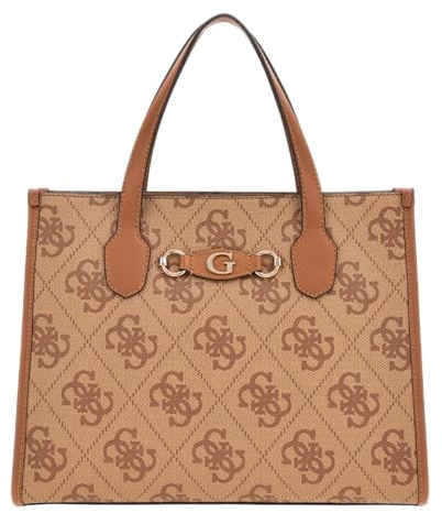 GUESS Izzy 2 Compartment Tote Latte Logo