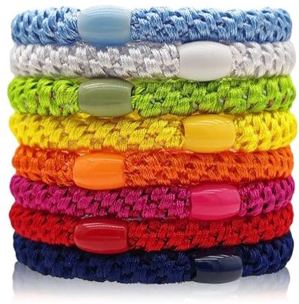 Kisvic Haargummis Mädchen, Haargummis Damen Mehrfarbigen, Mode Elastische Haarbänder für dickes Haar und lockiges Haar (Farbig)