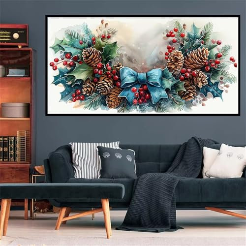 Weihnachten Diamond Painting Erwachsene, Diamant Painting Bilder Tannenzapfen Diamond Painting XXL 30x60cm, Diamond Art Anfänger Mosaikherstellung Bastelset, Zimmer Deko, Geschenke für Frauen Z-8572