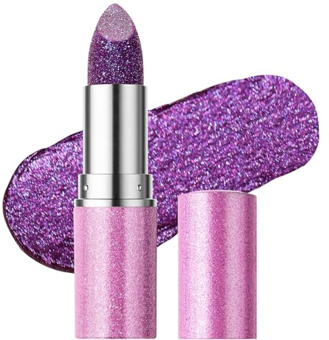 Erinde Rouge à Lèvres Pailleté Scintillant, Texture Crémeuse Métallique, Couleur Vive Haute Pigmentation, Hydratant Longue Tenue Résistant à l’Eau, Maquillage Lèvres Éclat Brillant #05