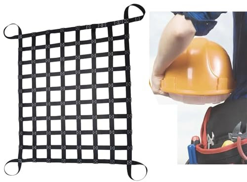 BESSX Hebenetz Ladungsnetz, Zurrnetz for Kisten und Paletten, Gurtnetz Ladungssicherungsnetz, Verstellbare Ladungsnetzgurte, Starkes Tragfähiges Hebenetz(1 X 1M/Mesh 10cm/Load 500kg)