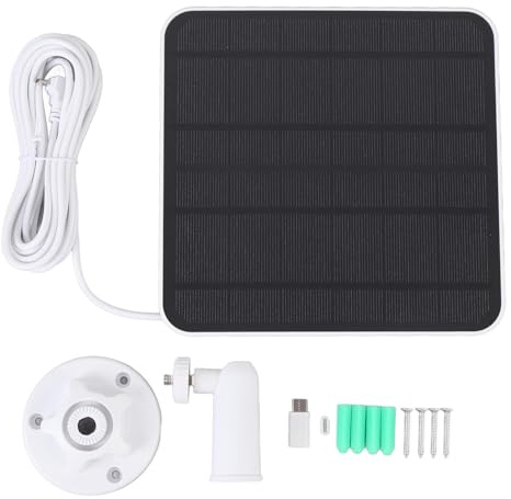 Cheotime solpanelladdare, 12W solpanel med mikro USB & USB C -plugg för fågelmatare kamera, dörrklocka, säkerhetskamera osv med 360 ° justerbar montering, 9,8ft laddningskabeln