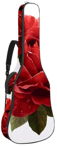 Gitarrentasche, 101,6 cm, 104,7 cm, 1 cm dick, Schaumstoff, weich gepolstert, für Akustik-, E-Bass, klassische Gitarre, rote Libelle mit roter, blauer und grüner Aquarellfarbe, Mehrfarbig 04