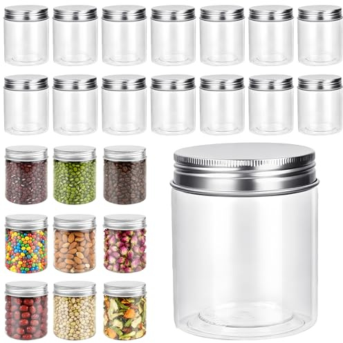 Axincardarm Small Plastic Jars with Lids 215ml Clear Storage Jars 24 Pack