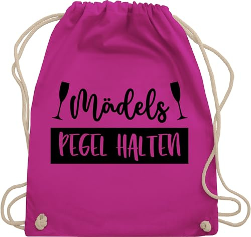 Turnbeutel Rucksack - & Damen - Malle Party Outfit Mädels Pegel halten I Alkohol Trinkspruch Mallorca Accessoires JGA Outfit Mädelstrip - Unisize - Fuchsia - saufrucksack sauf festival clothes