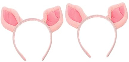 EPIGEIST 2 Stück Süße Rosa Schweineohren Haarbänder aus Stoff mit Rutschfester Passform Modische Damenstirnbänder als Lustiges Party Accessoire