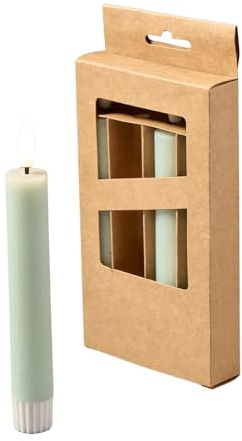 Florissima LED Stabkerzen mit Timerfunktion im 4er oder 2er Set - Wachsoptik & warmweiß flackerndes Licht - Deko für Weihnachten, Advent & Zuhause (Grün, 4er-Set - ⌀ 2,2 cm H: 16,5 cm)