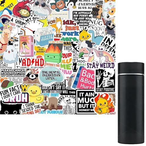 130PCS Funny Stickers for Adults,Cute Stickers Pack,Laptop Stickers Aesthetic Waterproof,Unique Animal & Meme Stickers,Travel Luggage & Skateboard,Cool Humorous Sticker Set,Suitable for All Places