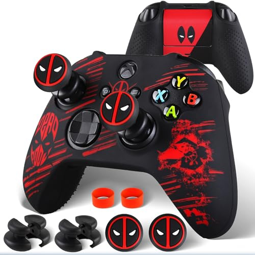 PlayRealm Silicone Skin Cover Sticker x 1 & Extender Grips x 2 for Xbox Series X/S Controller Deapool