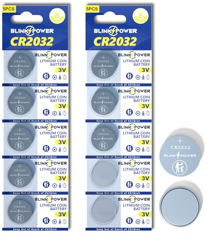 Blinkspower CR2032 Lithium 3V Coin Cell Batteries 10 Pack, Long Lasting 240mAh, Child-Safe Bitter Coating, Reliable for AirTag, Car Key Fob