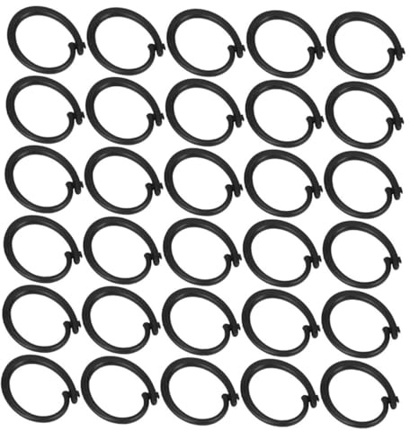 DOITOOL 60 Piezas Ganchos de Plástico Negro para Cortinas Romanas Anillos y Ojales para Cortinas Accesorios para Cenadores Exteriores sin Herramientas Diseño Compacto y Resistente