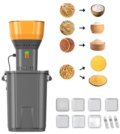 Mulino elettrico 1300W 30L/45L – Acciaio inox, 7 setacci, regolabile, ideale per uso domestico o aziendale(45L)