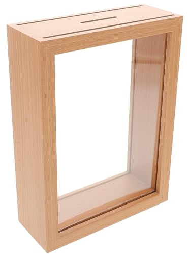 Toyvian Boîte d'Épargne en Bois Cadre Photo 18 CM Tirelire pour Pourboires Adaptée aux Cafés Restaurants Récipient à Monnaie Décoratif la Maison