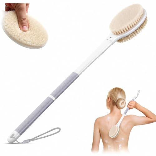 Back Scrubber, 44cm Non-Slip Long Handle Double Sided Shower Body Brush