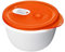 Rotho Micro Clever Mikrowellendose 1.6l mit Deckel und Ventil, Kunststoff (PP) BPA-frei, rot/weiss, 1.6l (19.0 x 19.0 x 10.5 cm)