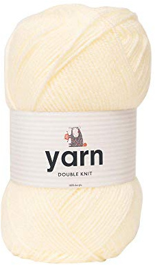 Korbond 100 g Creme Doppelt verdrilltes Acrylgarn (erhältlich in 27 Farben) -Leichtes, hypoallergenes und strapazierfähiges Garn -Ideal für Pullover, Decken, Babykleidung