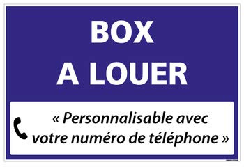 Signalétique.biz France, Panneau Immobilier Personnalisable Box à Louer avec Oeillets aux 4 Coins, Bleu, Plastique Rigide Akilux 3,5mm, Dimensions 60 x 40 cm (600 x 400 mm), Protection anti UV
