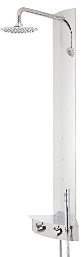 Milano Astley Corner Thermostatic Shower Tower Panel Head Hand Shower Body Jets - Chrome