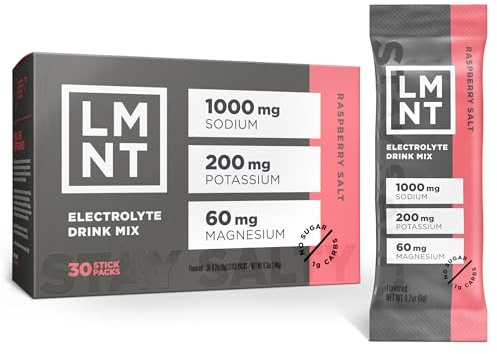 LMNT Electrolyte Drink Mix | Hydration Powder | Keto & Paleo | No Sugar, No Artificial Ingredients | Raspberry Salt | 30 Stick Packs
