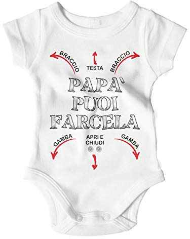 Body Neonato Divertente papà Puoi Farcela Bodino Manica Corta Idea Regalo Nascita Tutina Neonato Bimbo Bimba