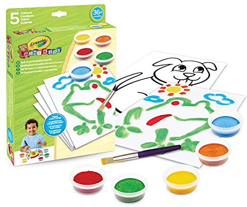CRAYOLA Mini Kids - Abwaschbares Farben Set mit Pinsel Kinder, Temperafarben Kinder in 5 verschiedenen Farbtönen, Farbe für Poster und Plakate, Kleinkinder ab 3 Jahren
