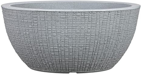 Scheurich Barceo Bowl 40, Pflanzschale/Blumentopf/Pflanzenschale, rund, Farbe: Stony Grey, hergestellt mit recyceltem Kunststoff, 10 Jahre Garantie, für den Außenbereich, 18