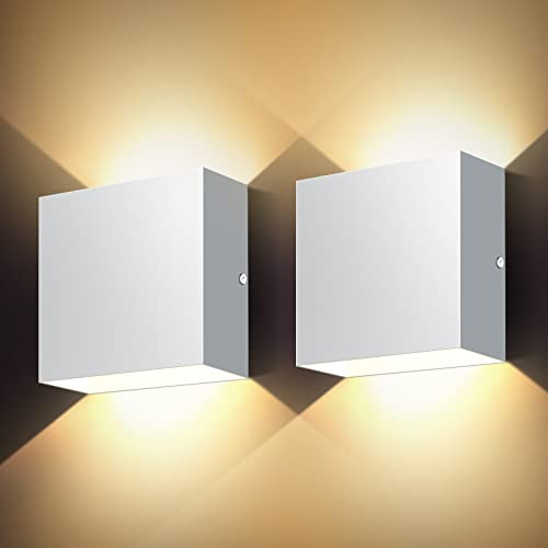 kioooki Wandleuchte Innen, LED Wandleuchte Wandlampe, 3000K Warmweiß LED Wandbeleuchtung, Moderne Wandlampen Wand Beleuchtung Badlampe für Schlafzimmer Badezimmer Treppenhaus 12W (Weiß 2)