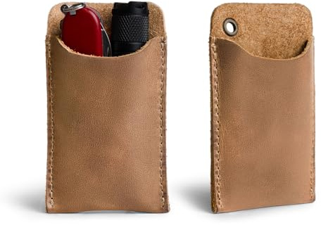 Hide & Drink, EDC Pocket Slip, Multitool Sleeve & Pen Holder for Everyday Use, Camping Accessories, Small Tool Organizer, Full Grain Leather, Handmade, Single Malt Mahogany