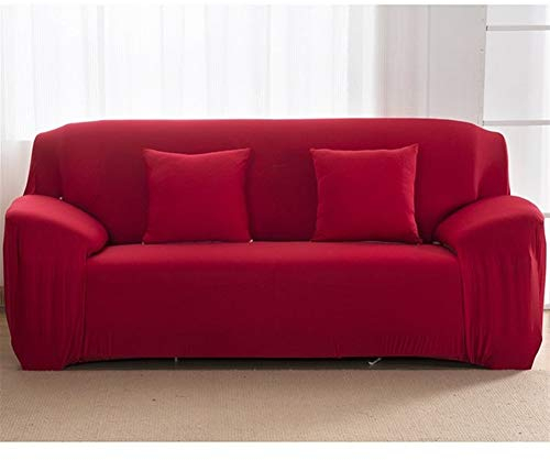 Elastic-Sofa-Abdeckung Cotton All-Inclusive-Stretch Husse Couch Abdeckung Sofa Tuch Sofa-Abdeckung for Wohnzimmer 1pc Sofabezug 226 (Color : Red, Specification : 3 Seater 190 230cm)