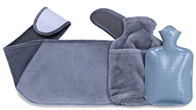 SLOUCHER Wärmflasche mit Wärmegürtel - 2 in 1 -super soft und wärmend, Farbe:grau, Größe:123 x 20 cm