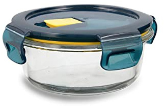 Quid Astral Contenitore rotondo ermetico in vetro 14 x 14 x 6 cm - 40 cl Blu