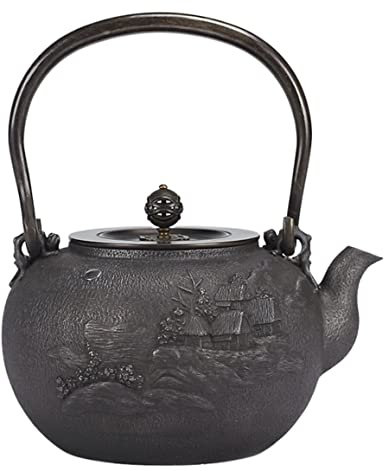 SAROSI Théière Vintage Service à Thé Théière en Fonte De 57 Oz/1,7 L Pot Non Revêtu Vieux Pot en Fer De Style Japonais d'infuser Thé Noir