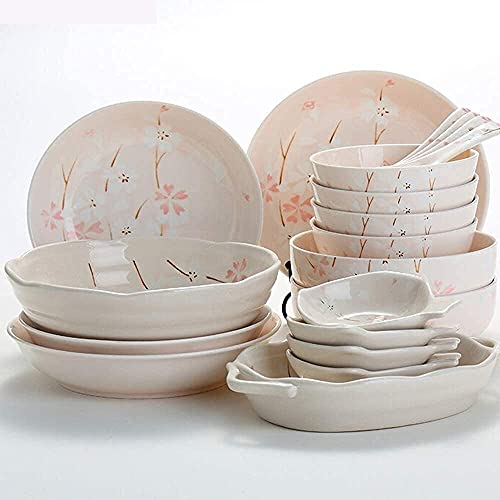 Set di stoviglie da cucina, set da tavola per decorazioni familiari, set di stoviglie da 20 pezzi, servizio da tavola giapponese in porcellana con motivi floreali