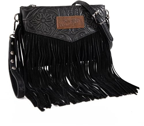 Wrangler Clutch Wristlet Fringe Purse Western Crossbody Bags for Women WG63-181BK